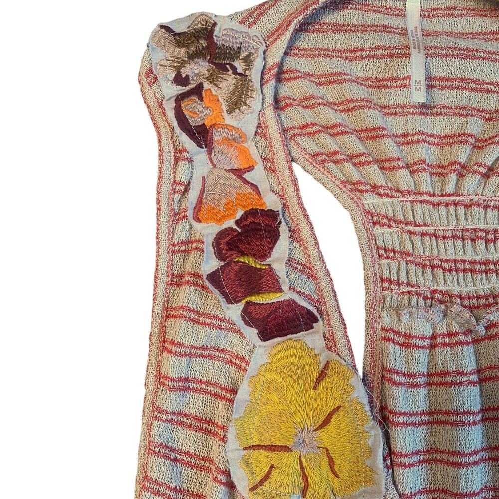 Free People Frida Neutral Embroidered Floral Faux Wrap Tank Medium - Picture 5 of 8